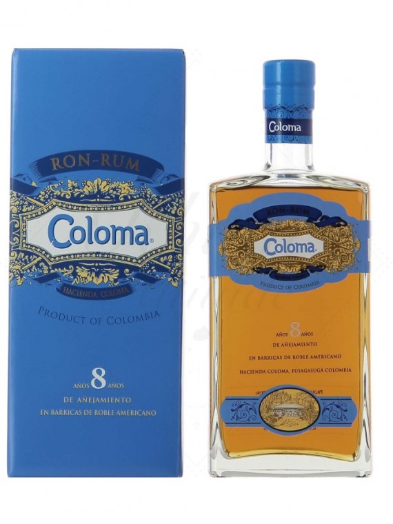 La bouteille de rhum Coloma 8 ans et son étui