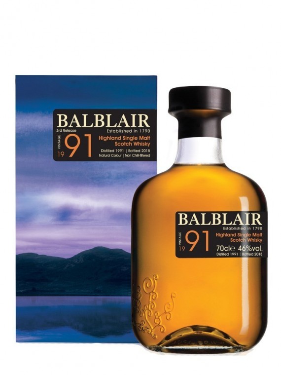 La bouteille de Balblair 1991 et sa boîte.